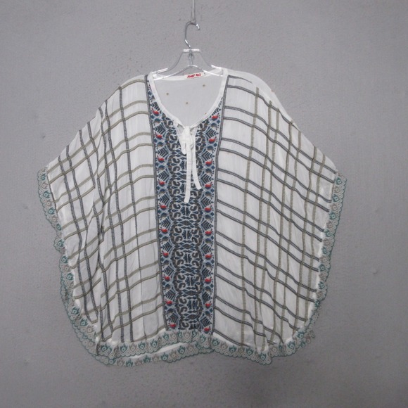 Johnny Was Tops - Johnny Was Top Poncho Cherpas Embroidered‎ Boho Flowy Cottage Core Coastal Chic